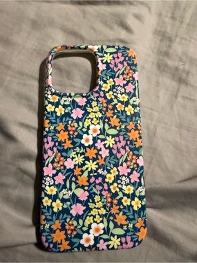 Floral Pattern Navy Phone Case - Pink, Orange & Yellow